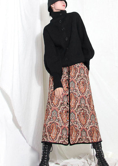 Vintage Französischer Druck Feine Baumwolle gefüllte Röcke Winter