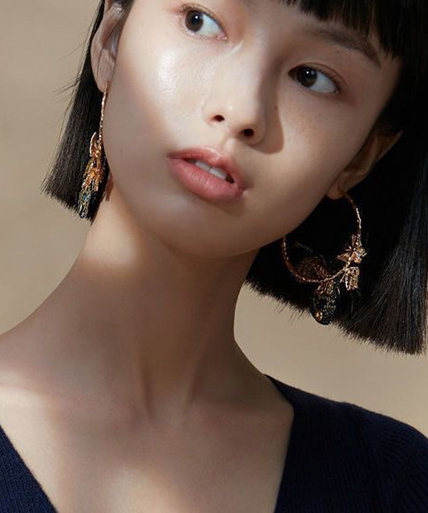 Vintage Gold Sterling Silber Overgilt Kristall Stickerei Schmetterling Creolen