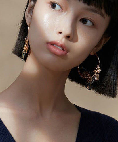 Vintage Gold Sterling Silber Overgilt Kristall Stickerei Schmetterling Creolen