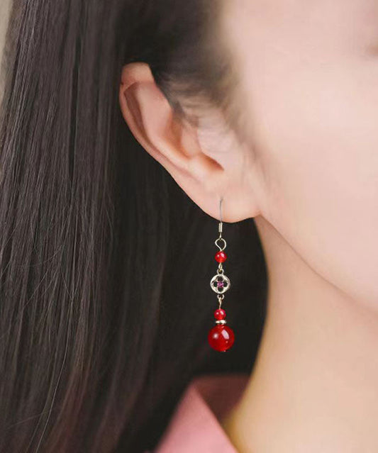 Pendientes colgantes vintage de plata de ley verde con gemas de cristal