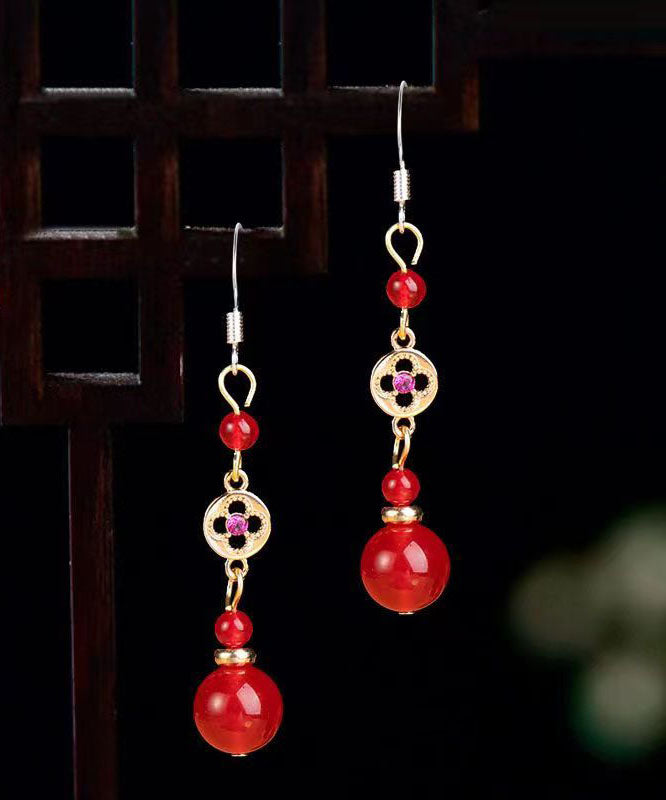 Pendientes colgantes vintage de plata de ley verde con gemas de cristal