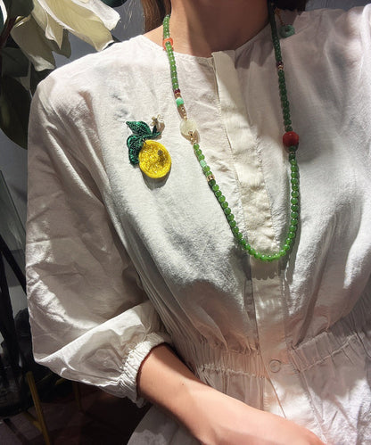 Collar vintage con colgante de hebilla de jade y ágata dorada en plata de ley verde