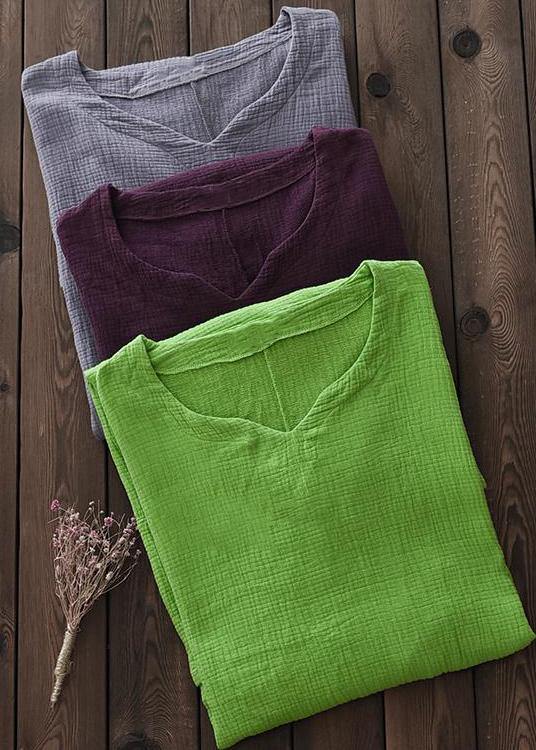 Vintage Green V Neck Dress Patchwork Batwing Sleeve Spring Dresses - SooLinen