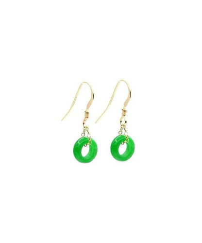 Pendientes colgantes con hebilla de ping de ade verde vintage