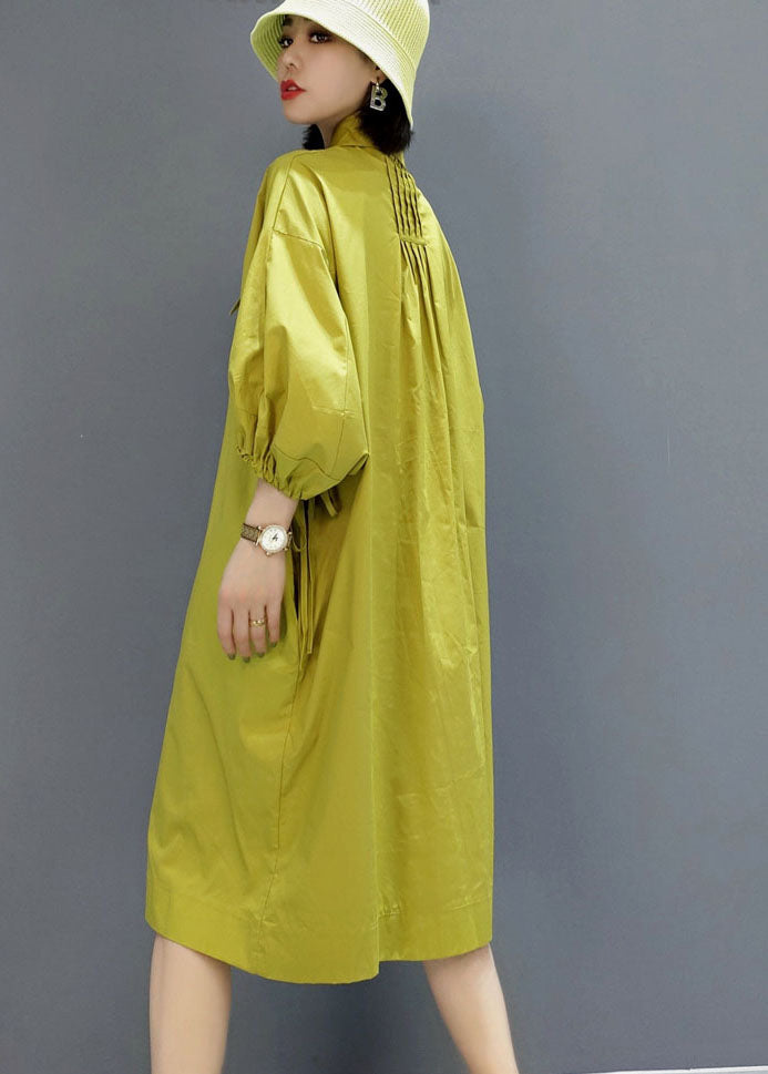 Vintage Grün faltig Peter Pan Kragen Hemd Kleider Frühling