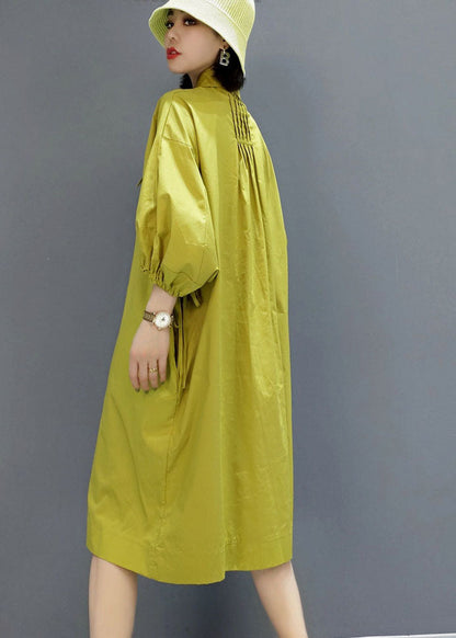 Vintage Grün faltig Peter Pan Kragen Hemd Kleider Frühling