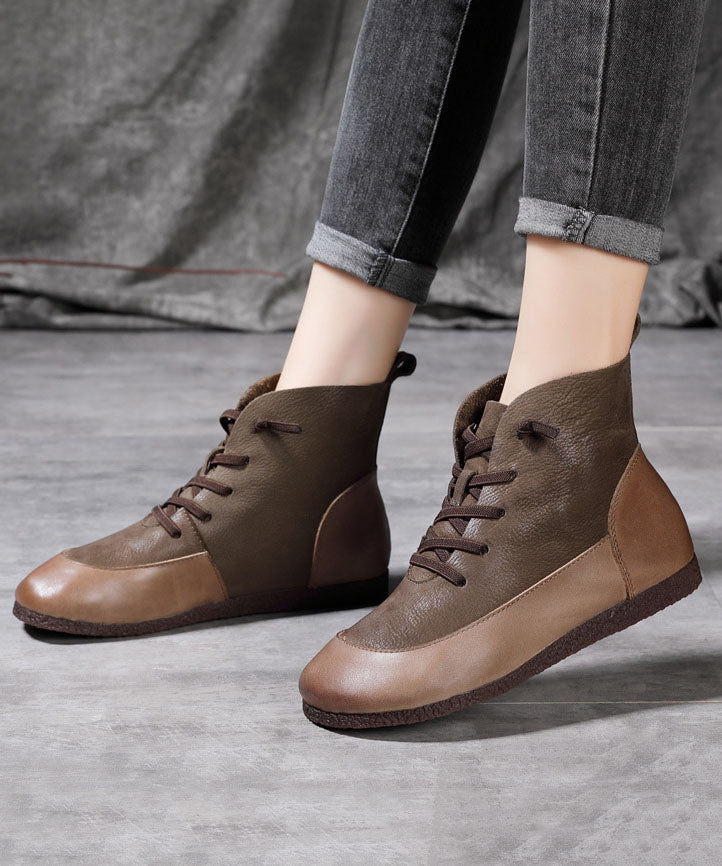 Vintage Graue Stiefel Rindsleder Kunst Spleißen Stiefel