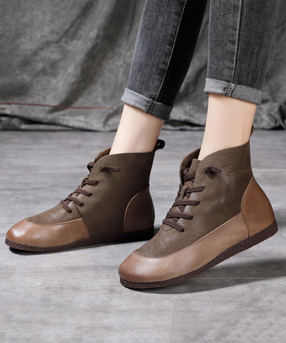 Vintage Graue Stiefel Rindsleder Kunst Spleißen Stiefel