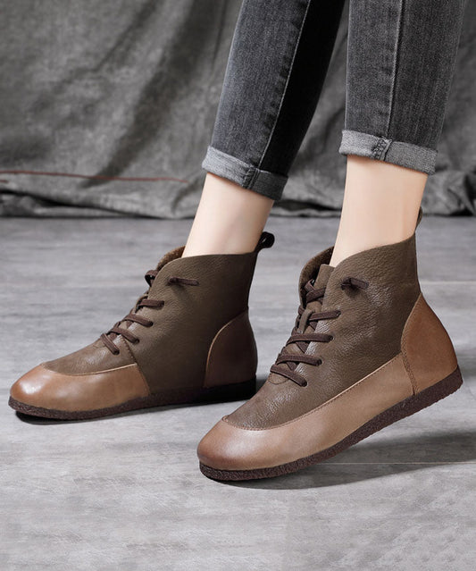 Vintage Graue Stiefel Rindsleder Kunst Spleißen Stiefel