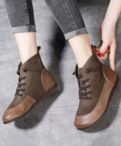 Vintage Graue Stiefel Rindsleder Kunst Spleißen Stiefel