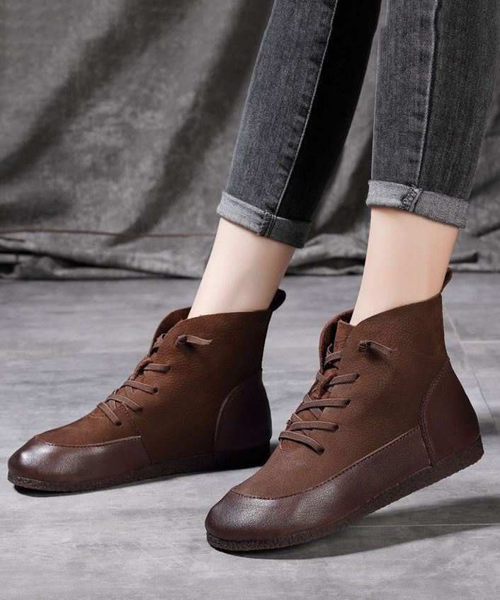 Vintage Graue Stiefel Rindsleder Kunst Spleißen Stiefel