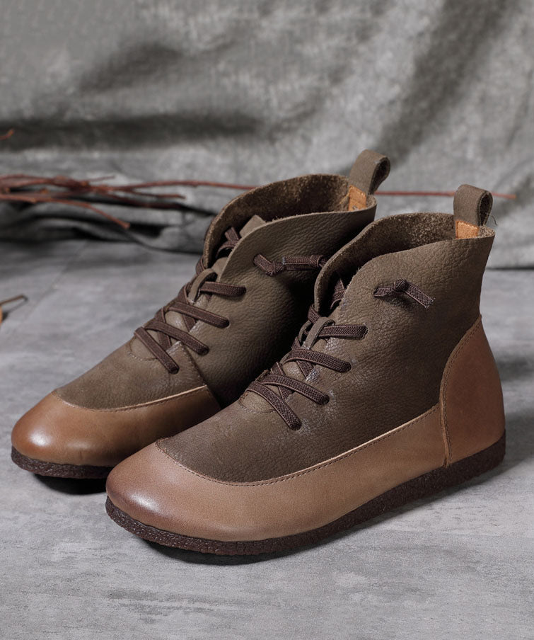 Vintage Graue Stiefel Rindsleder Kunst Spleißen Stiefel