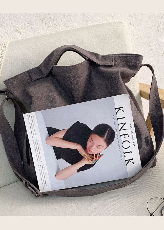 Messenger Bag aus Canvas im Vintage-Stil in Grau mit Grafikdruck