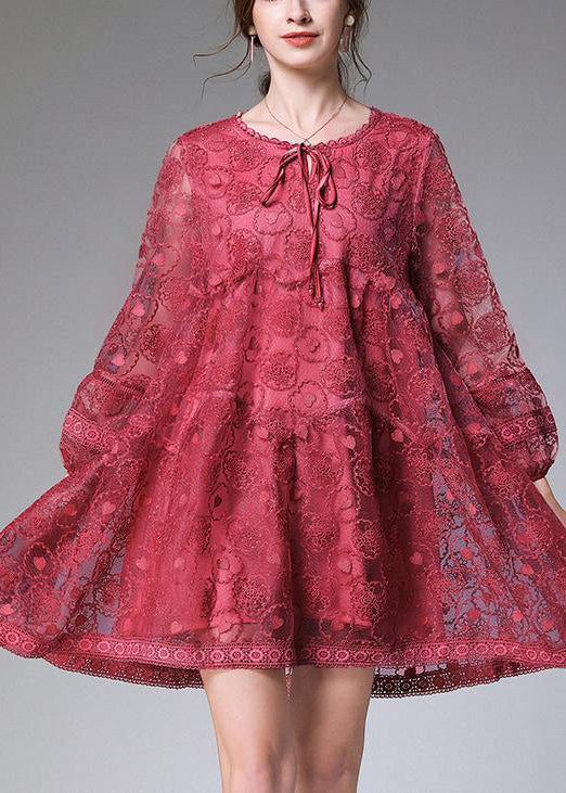 Vintage Grau Langarm Spitze Sommer Maxikleider