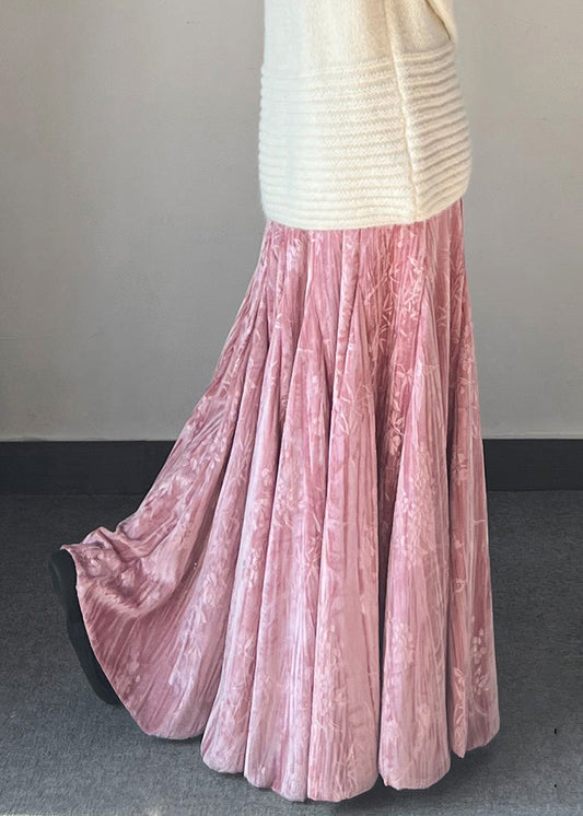 Vintage Jacquard Seidensamtrock mit extra großem Saum, Frühling