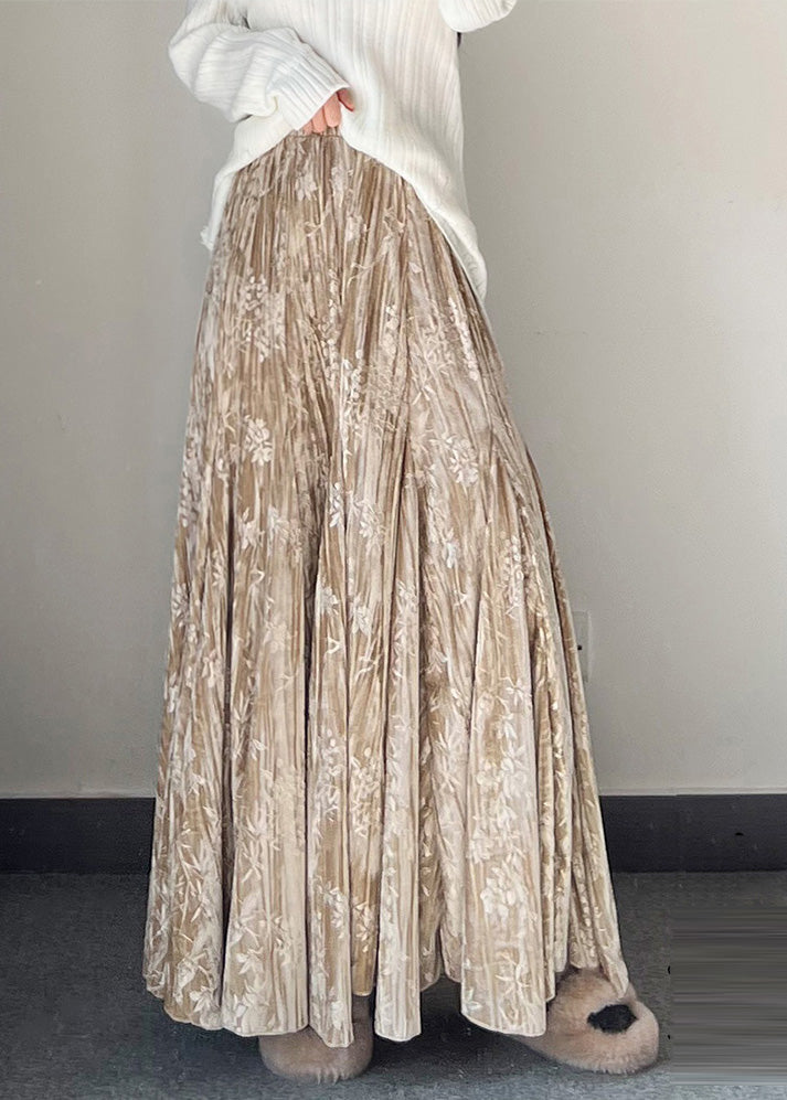 Vintage Jacquard Seidensamtrock mit extra großem Saum, Frühling