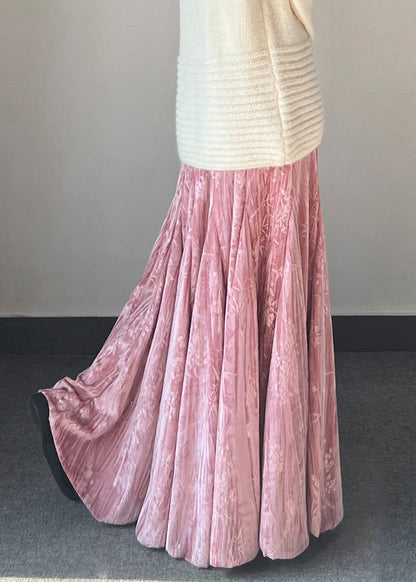 Vintage Jacquard Seidensamtrock mit extra großem Saum, Frühling