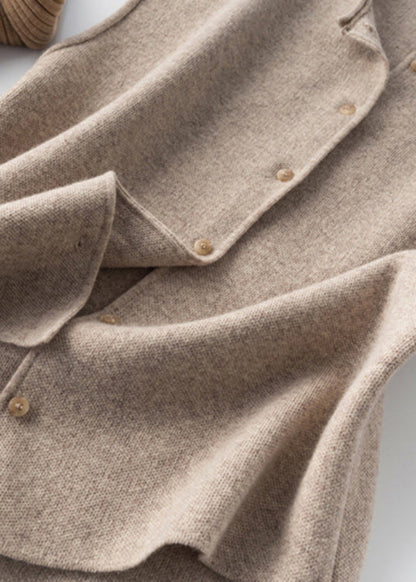 Vintage Khaki Button Woll Strandweste ärmellos