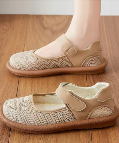Vintage Khaki Flat Shoes Buckle Strap Flats