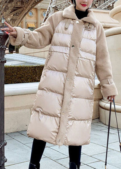 Vintage Khaki Zip Up Patchwork Fine Cotton Filled Winter parka