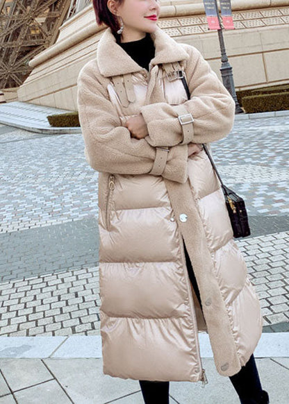 Vintage Khaki Zip Up Patchwork Fine Cotton Filled Winter parka