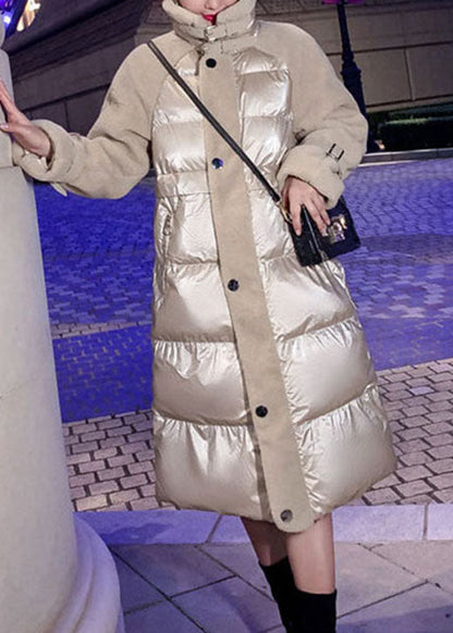 Vintage Khaki Zip Up Patchwork Fine Cotton Filled Winter parka