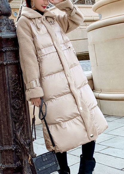 Vintage Khaki Zip Up Patchwork Fine Cotton Filled Winter parka