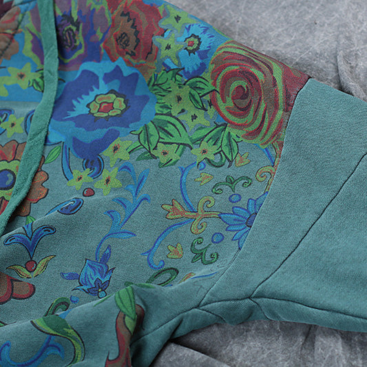 Vintage Lose Hoodie Print Lange Fleece Kleider