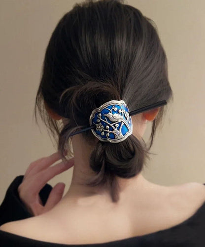 Vintage Magpie Haarnadel aus Sterlingsilber mit Cloisonné-Emaille