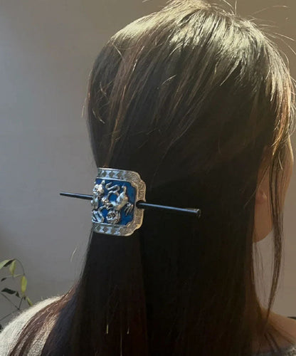 Vintage Magpie Haarnadel aus Sterlingsilber mit Cloisonné-Emaille