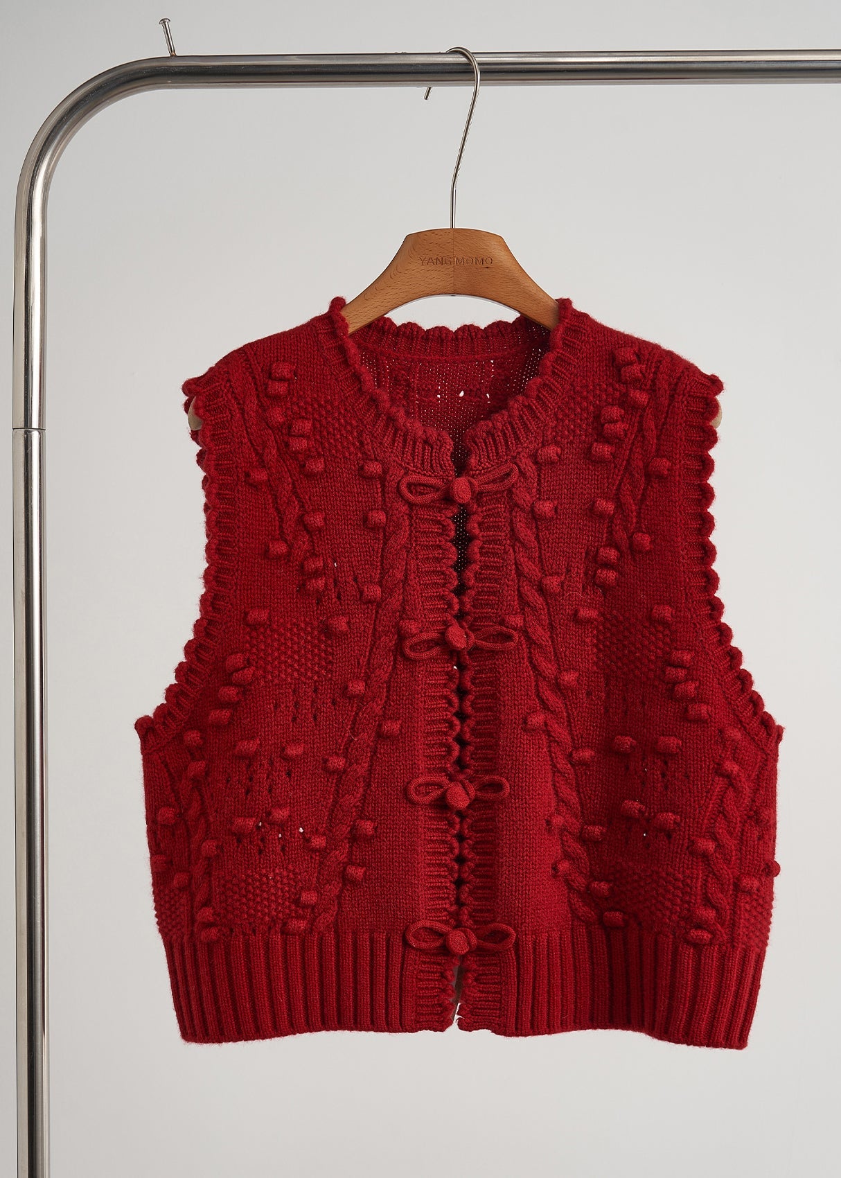 Vintage Mulberry Strickweste mit chinesischen Knöpfen, Frühling