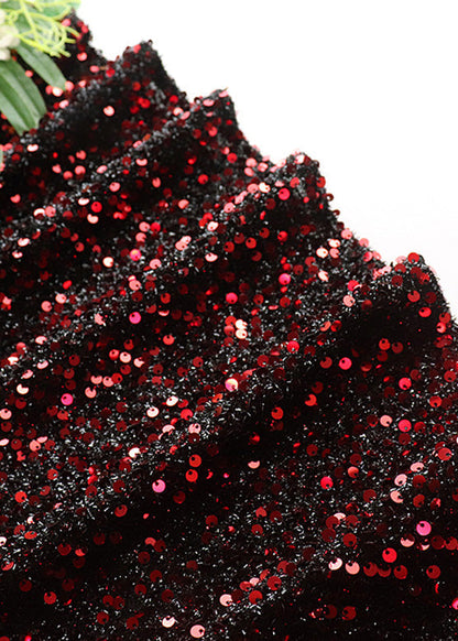 Vintage Mulberry Elastische Taille Pailletten Tüll A Linie Rock Frühling