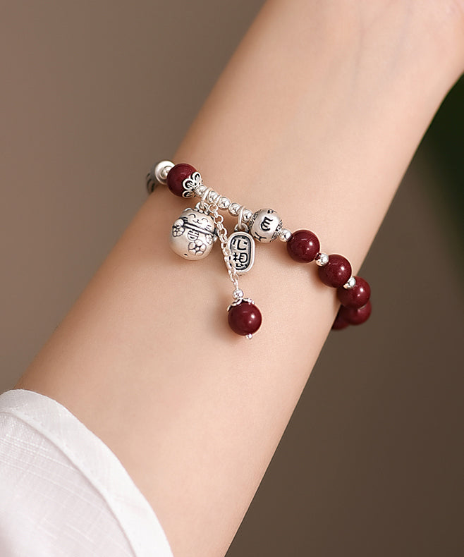 Vintage Mulberry Sterling Silber Zinnober Quaste Charm Armband