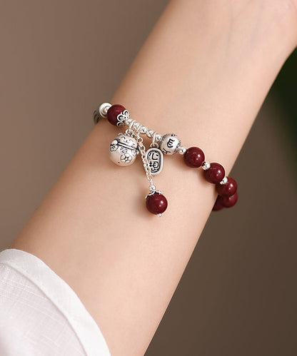 Vintage Mulberry Sterling Silber Zinnober Quaste Charm Armband