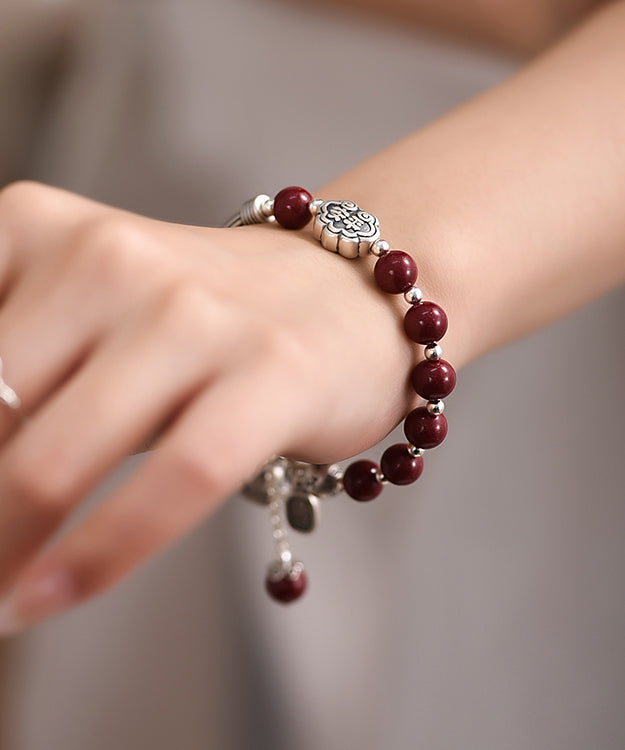 Vintage Mulberry Sterling Silber Zinnober Quaste Charm Armband