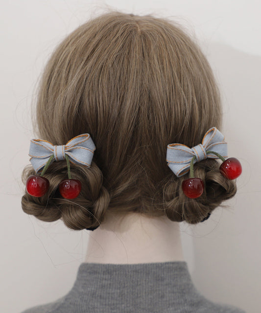 Horquilla vintage multicolor de aleación vaquera de resina color cereza (un par)