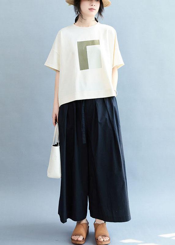 Vintage Navy Loose Wide Leg Tie Waist Fall Asymmetrical Design Pants - SooLinen