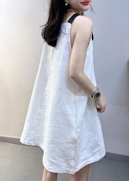 Vintage Navy Oversized Cotton Mini Dresses Summer