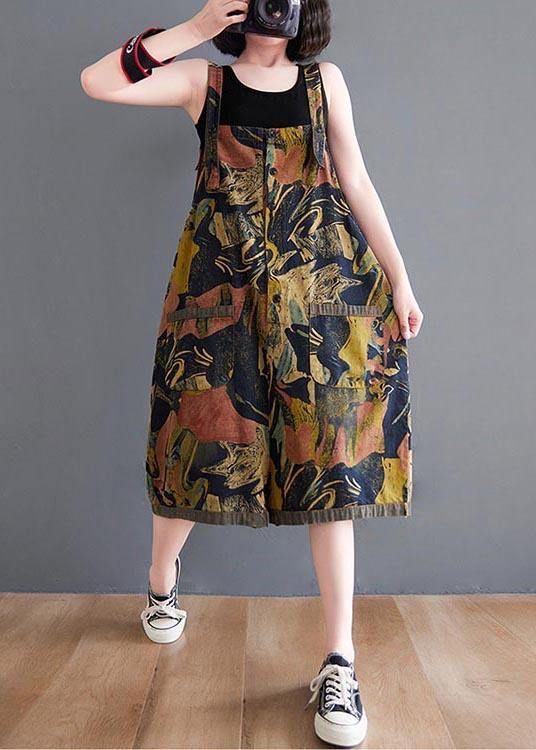 Vintage Navy Print Button Summer Romper - SooLinen