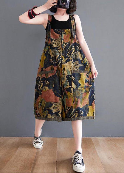 Vintage Navy Print Button Summer Romper - SooLinen