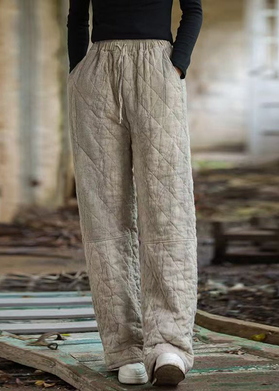 Vintage-Hose mit Haferflocken-Karo, Batikmuster, Taschen, Baumwollfüllung und geradem Schnitt