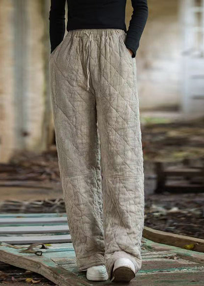 Vintage-Hose mit Haferflocken-Karo, Batikmuster, Taschen, Baumwollfüllung und geradem Schnitt