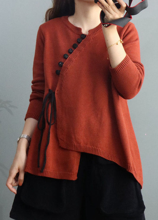 Vintage Orange Asymmetrische Stricktops Winter
