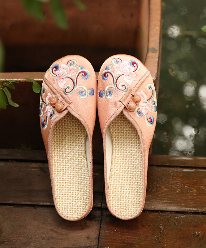 Vintage Orange bestickte bequeme Baumwoll-Sandalen