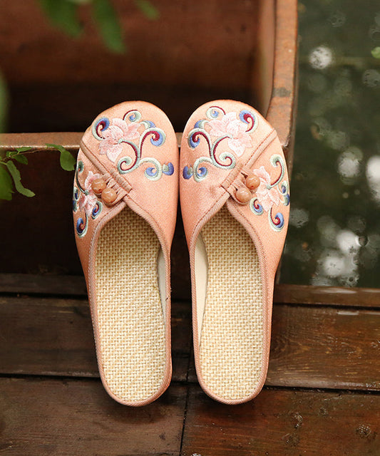 Vintage Orange bestickte bequeme Baumwoll-Sandalen
