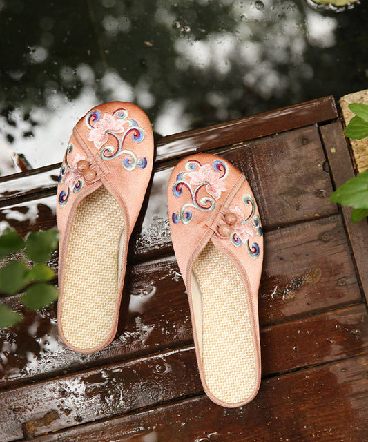 Vintage Orange bestickte bequeme Baumwoll-Sandalen