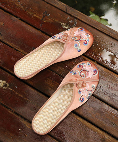 Vintage Orange bestickte bequeme Baumwoll-Sandalen