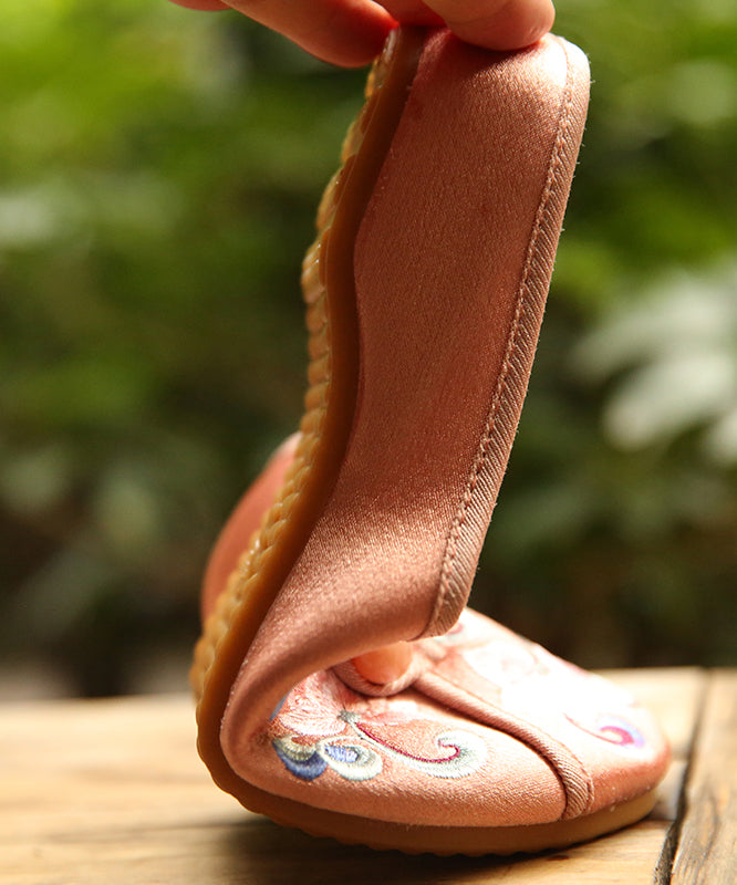 Vintage Orange bestickte bequeme Baumwoll-Sandalen
