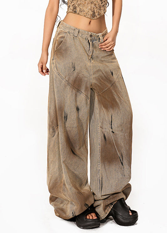 Vintage Patchwork Tie Dye Wide Leg Jeans Summer