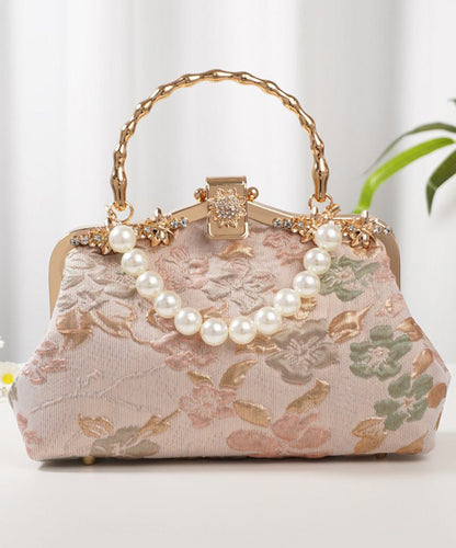 Vintage Pink Embroidered Zircon Bead Tote Bag